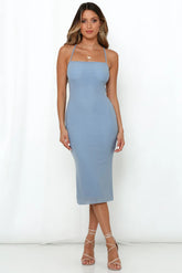 Inhaling Confidence Midi Dress Blue